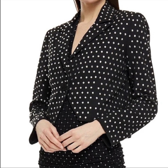NEW MICHELLE MASON REVOLVE Cropped Crystal
Embellished Crepe Tuxedo Jacket Black - Picture 4 of 12